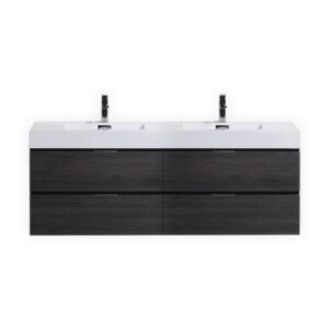 Kubebath BSL72D-GO Bliss 72 Inch Double Sink Gray Oak Wall Mount Modern Bathroom Vanity