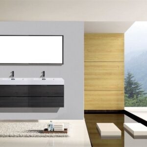 Kubebath BSL72D-GO Bliss 72 Inch Double Sink Gray Oak Wall Mount Modern Bathroom Vanity