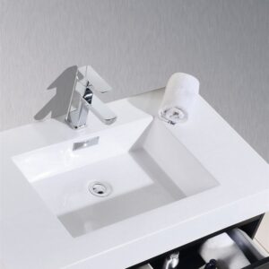 Kubebath BSL80D-BK Bliss 80 Inch Double Sink Black Wall Mount Modern Bathroom Vanity