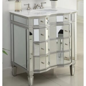 Chans Furniture BWV-025/36 Ashley 36 Inch Silver Mirrored Bathroom Sink Vanity