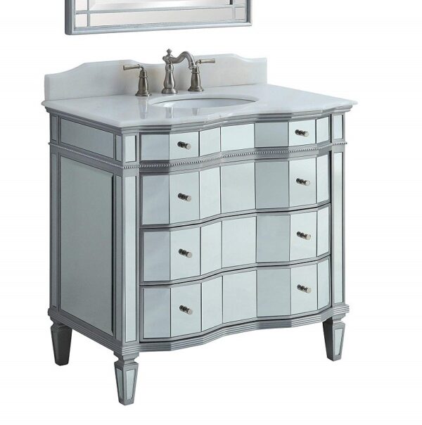 Chans Furniture BWV-025/36 Ashley 36 Inch Silver Mirrored Bathroom Sink Vanity