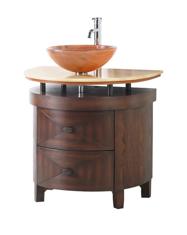 Chans Furniture BWV-026 Verdana 32 Inch Brown Bathroom Vessel Sink Vanity