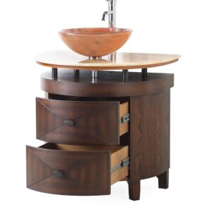 Chans Furniture BWV-026 Verdana 32 Inch Brown Bathroom Vessel Sink Vanity