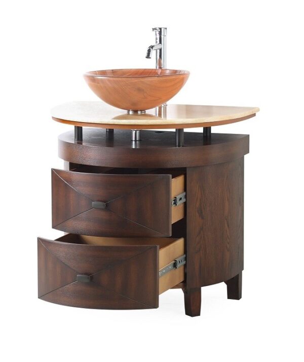 Chans Furniture BWV-026 Verdana 32 Inch Brown Bathroom Vessel Sink Vanity