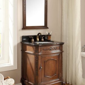 Chans Furniture BWV-047GT Debellis 24 Inch Brown Petite Powder Room Bathroom Sink Vanity