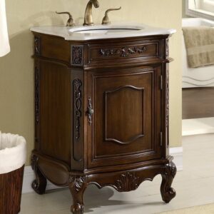 Chans Furniture BWV-047W Debellis 24 Inch Brown Petite Powder Room Debellis Bathroom Sink Vanity