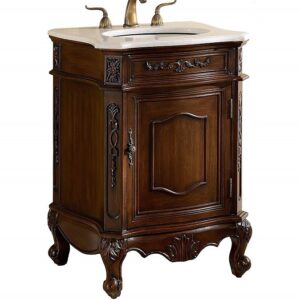 Chans Furniture BWV-047W Debellis 24 Inch Brown Petite Powder Room Debellis Bathroom Sink Vanity