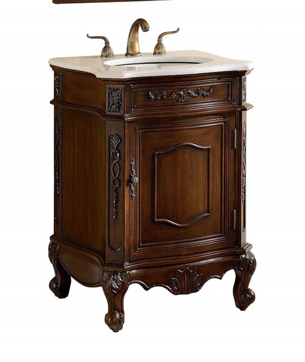 Chans Furniture BWV-047W Debellis 24 Inch Brown Petite Powder Room Debellis Bathroom Sink Vanity