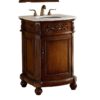 Chans Furniture BWV-048W Camelot 24 Inch Brown Bathroom Sink Vanity, White Marble Countertop