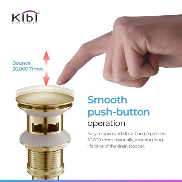 KIBI USA C-KBF1001-KPW100 Mirage 6 3/8 Inch Single Hole Deck Mounted Lead Free Solid Brass Single Handle Bathroom Vanity Faucet with Pop Up Drain