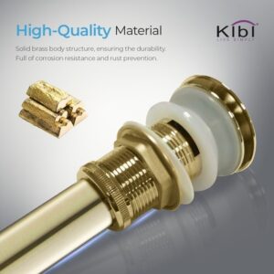 KIBI USA C-KBF1004-KPW100 Waterfall 6 1/8 Inch Single Hole Deck Mounted Solid Brass Single Handle Sink Faucet with Pop Up Drain