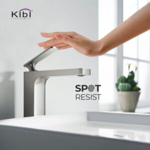 KIBI USA C-KBF1007-KPW101 Infinity 10 1/2 Inch Single Hole Deck Mounted Lead Free Solid Brass Single Handle Bathroom Vanity Sink Faucet with Pop Up Drain