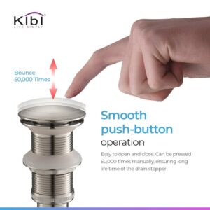 KIBI USA C-KBF1007-KPW101 Infinity 10 1/2 Inch Single Hole Deck Mounted Lead Free Solid Brass Single Handle Bathroom Vanity Sink Faucet with Pop Up Drain