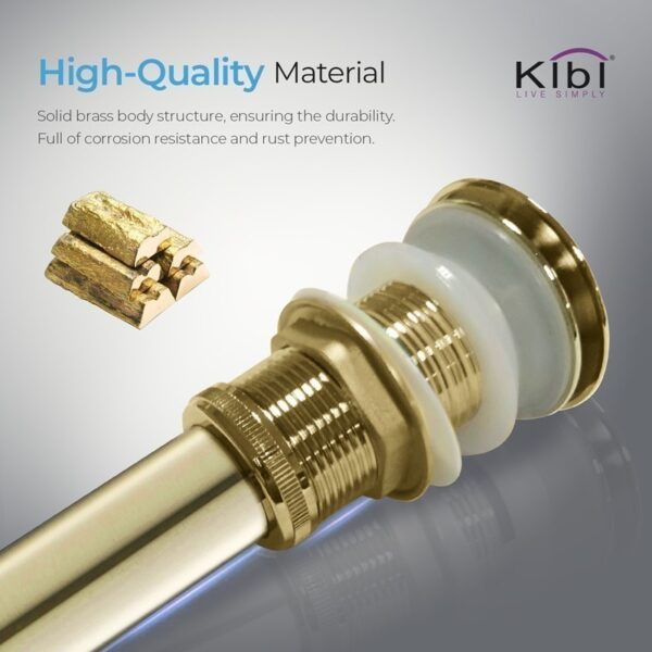 KIBI USA C-KBF1009-KPW101 Circular 11 3/8 Inch Single Hole Deck Mounted Luxury Solid Brass Single Hole Bathroom Vessel Sink Faucet with Pop Up Drain