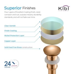 KIBI USA C-KBF1009-KPW101 Circular 11 3/8 Inch Single Hole Deck Mounted Luxury Solid Brass Single Hole Bathroom Vessel Sink Faucet with Pop Up Drain