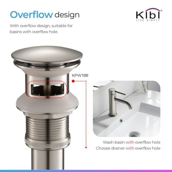 KIBI USA C-KBF1012-KPW100 Victorian 7 1/4 Inch Single Hole Deck Mounted Solid Brass Single Handle Bathroom Vanity Sink Faucet with Pop Up Drain