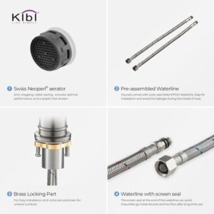 KIBI USA C-KBF1012-KPW100 Victorian 7 1/4 Inch Single Hole Deck Mounted Solid Brass Single Handle Bathroom Vanity Sink Faucet with Pop Up Drain