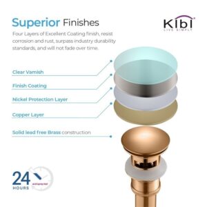 KIBI USA C-KBF1012-KPW100 Victorian 7 1/4 Inch Single Hole Deck Mounted Solid Brass Single Handle Bathroom Vanity Sink Faucet with Pop Up Drain