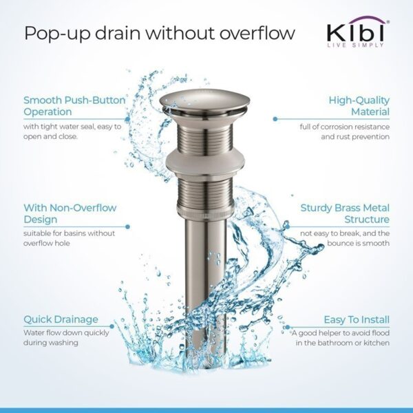 KIBI USA C-KBF1013-KPW101 Victorian 11 1/8 Inch Single Hole Deck Mounted Lead Free Brass Bathroom Vanity Sink Faucet with Pop Up Drain