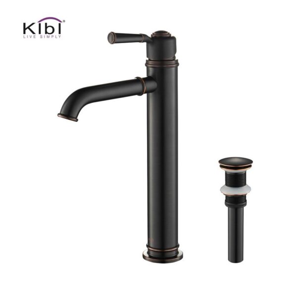 KIBI USA C-KBF1013-KPW101 Victorian 11 1/8 Inch Single Hole Deck Mounted Lead Free Brass Bathroom Vanity Sink Faucet with Pop Up Drain