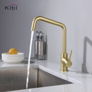 KIBI USA C-KKF2012-KSD100 Macon 13 1/4 Inch Single Hole Deck Mount Single Handle Kitchen Bar or Prep Sink Faucet with Soap Dispenser