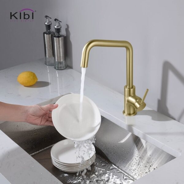 KIBI USA C-KKF2012-KSD100 Macon 13 1/4 Inch Single Hole Deck Mount Single Handle Kitchen Bar or Prep Sink Faucet with Soap Dispenser