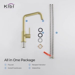 KIBI USA C-KKF2012-KSD100 Macon 13 1/4 Inch Single Hole Deck Mount Single Handle Kitchen Bar or Prep Sink Faucet with Soap Dispenser