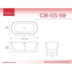 Castello USA CB-03-59 Scarlett 58 7/8 Inch Freestanding Tub with Small Chrome Drainer and Overflow