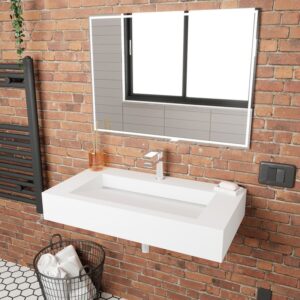 Castello USA CB-GM-2053-36 Pyramid 35 3/8 Inch Wall Mounted Counter Top Vessel Bathroom Sink