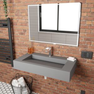 Castello USA CB-GM-2053-36 Pyramid 35 3/8 Inch Wall Mounted Counter Top Vessel Bathroom Sink