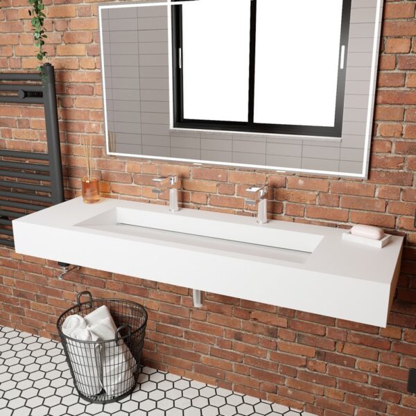 Castello USA CB-GM-2053-60 Pyramid 60 Inch Wall Mounted Counter Top Vessel Bathroom Sink