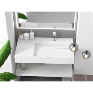 Castello USA CB-GM-2056-R Juniper 35 3/8 Inch Right Wall Mounted Vessel Bathroom Sink