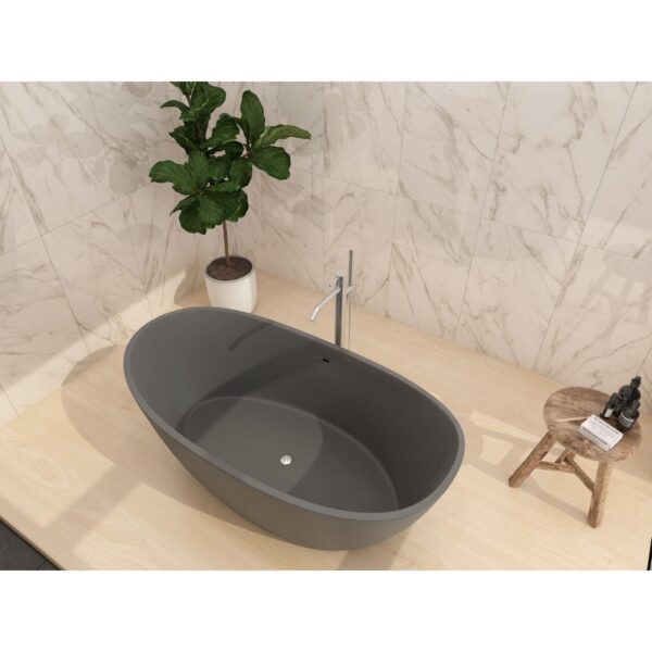 Castello USA CB-GM-8016 Manhattan 64 1/8 Inch Stone Resin Freestanding Bathtub