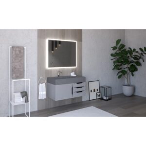 Castello USA CB-AMAZON-36G-SET Amazon 35 Inch Grey Vanity Set with Top