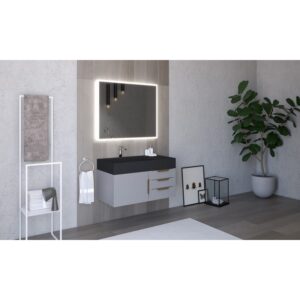 Castello USA CB-AMAZON-36G-SET Amazon 35 Inch Grey Vanity Set with Top