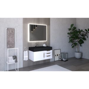 Castello USA CB-AMAZON-36W-SET Amazon 35 Inch White Vanity Set with Top