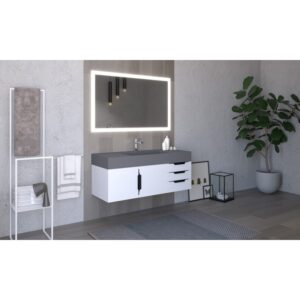 Castello USA CB-AMAZON-48W-SET Amazon 47 3/4 Inch White Vanity Set with Top