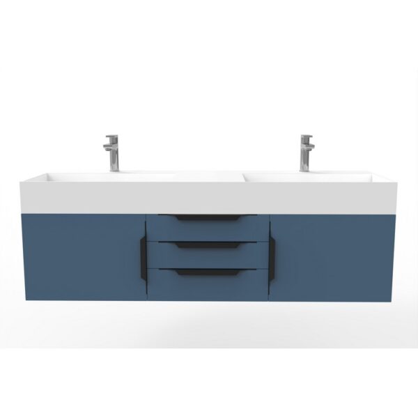 Castello USA CB-AMAZON-60BU-SET Amazon 59 1/2 Inch Blue Vanity Set with Top