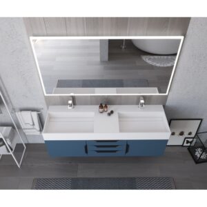 Castello USA CB-AMAZON-60BU-SET Amazon 59 1/2 Inch Blue Vanity Set with Top