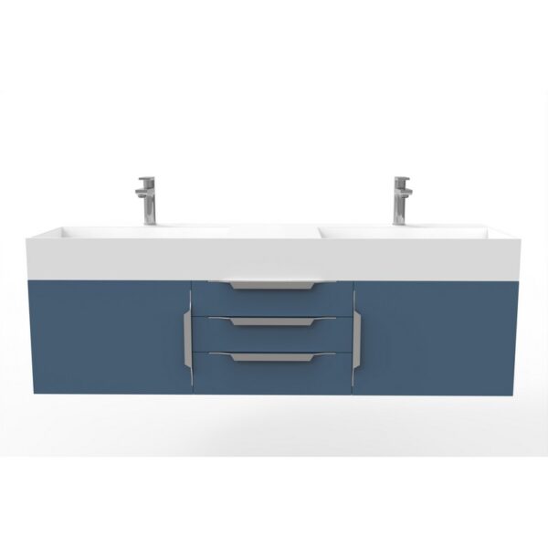 Castello USA CB-AMAZON-60BU-SET Amazon 59 1/2 Inch Blue Vanity Set with Top