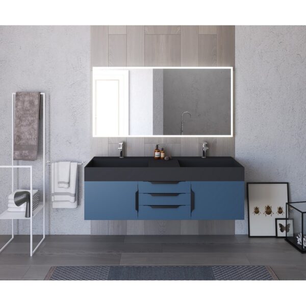 Castello USA CB-AMAZON-60BU-SET Amazon 59 1/2 Inch Blue Vanity Set with Top