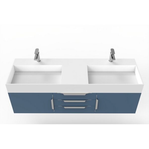 Castello USA CB-AMAZON-60BU-SET Amazon 59 1/2 Inch Blue Vanity Set with Top