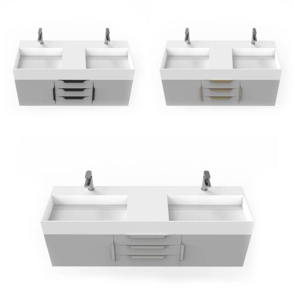 Castello USA CB-AMAZON-60G-SET Amazon 59 1/2 Inch Grey Vanity Set with Top