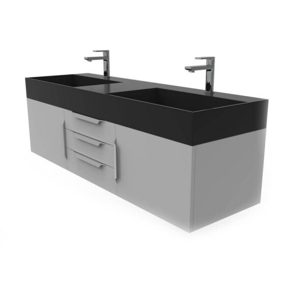 Castello USA CB-AMAZON-60G-SET Amazon 59 1/2 Inch Grey Vanity Set with Top