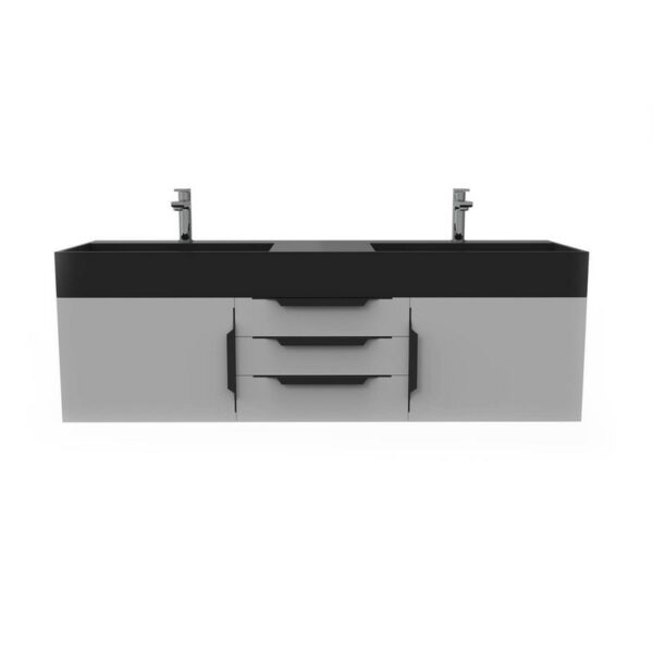 Castello USA CB-AMAZON-60G-SET Amazon 59 1/2 Inch Grey Vanity Set with Top