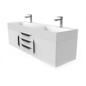 Castello USA CB-AMAZON-60W-SET Amazon 59 1/2 Inch White Vanity Set with Top