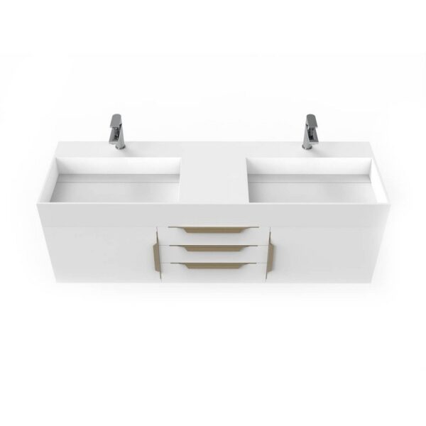 Castello USA CB-AMAZON-60W-SET Amazon 59 1/2 Inch White Vanity Set with Top