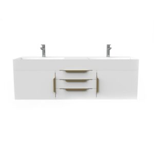 Castello USA CB-AMAZON-60W-SET Amazon 59 1/2 Inch White Vanity Set with Top