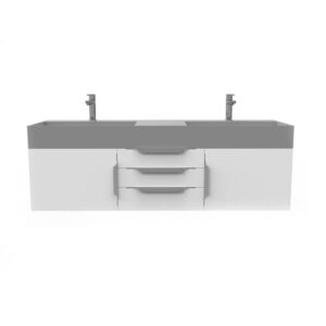 Castello USA CB-AMAZON-60W-SET Amazon 59 1/2 Inch White Vanity Set with Top