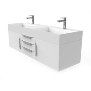 Castello USA CB-AMAZON-60W-SET Amazon 59 1/2 Inch White Vanity Set with Top